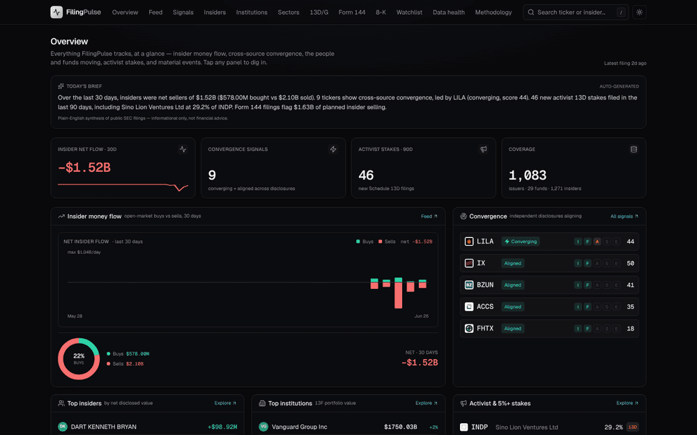 FilingPulse — Insider transaction intelligence.
