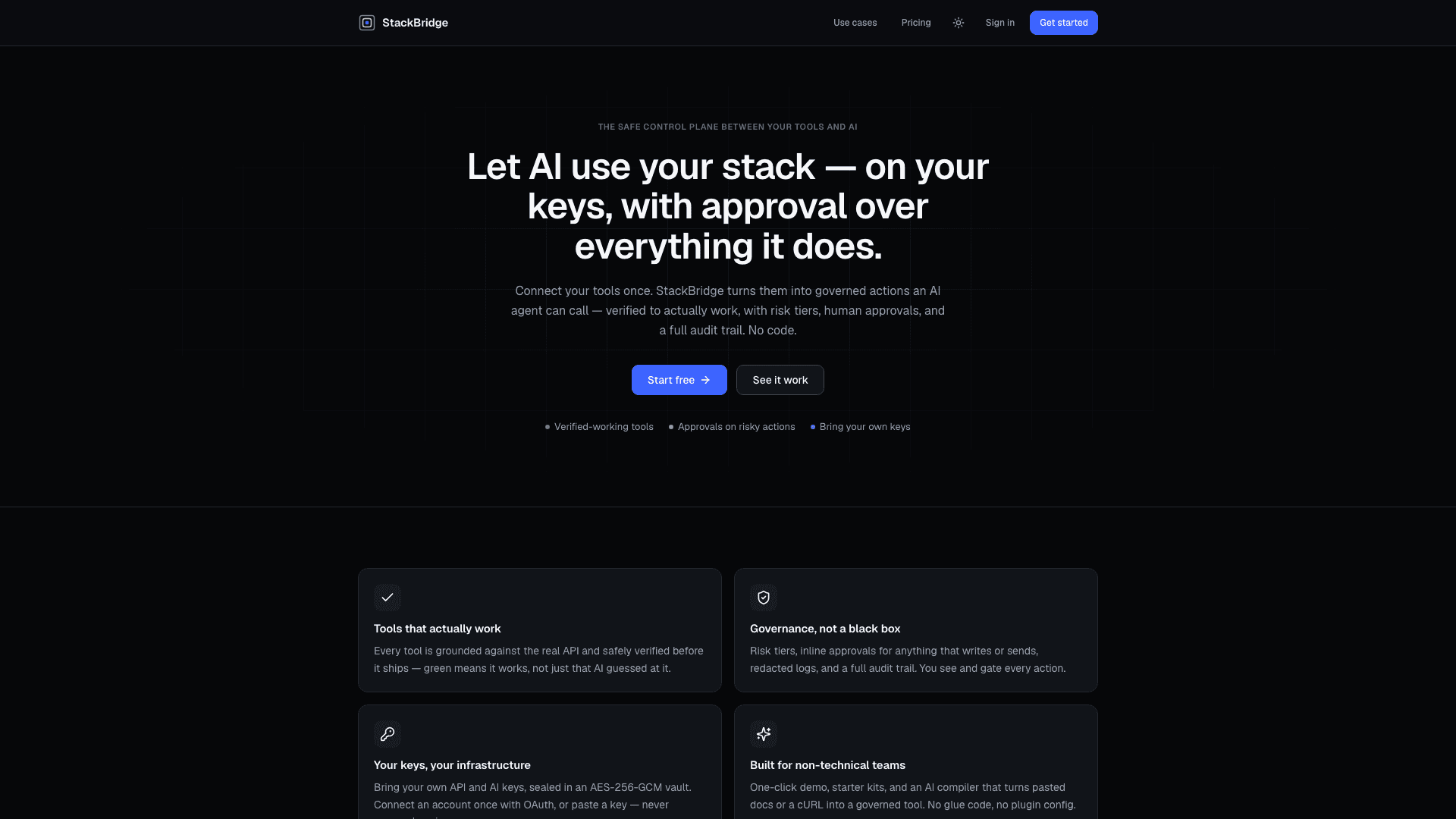 StackBridge — Turn any API into a safe agent tool.