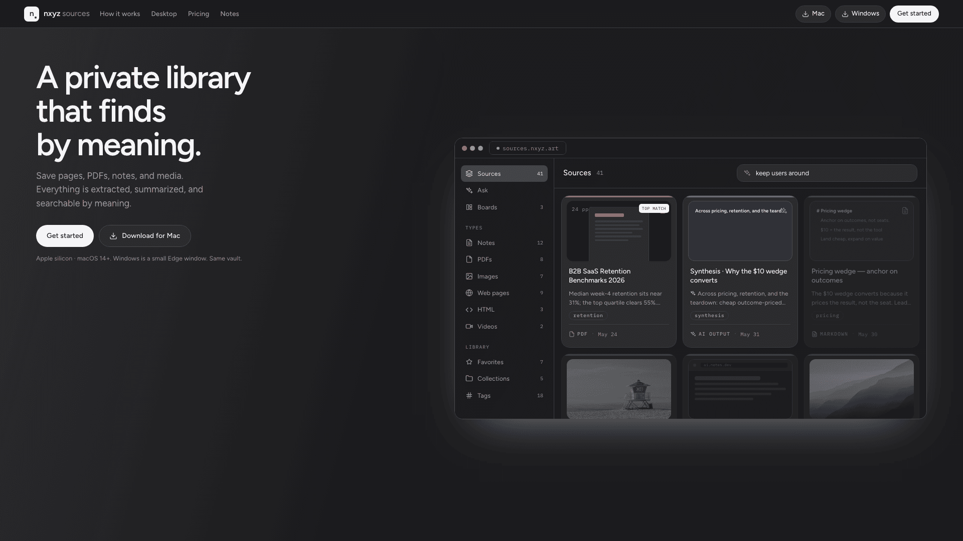 Sources — Your whole working memory, findable by meaning.